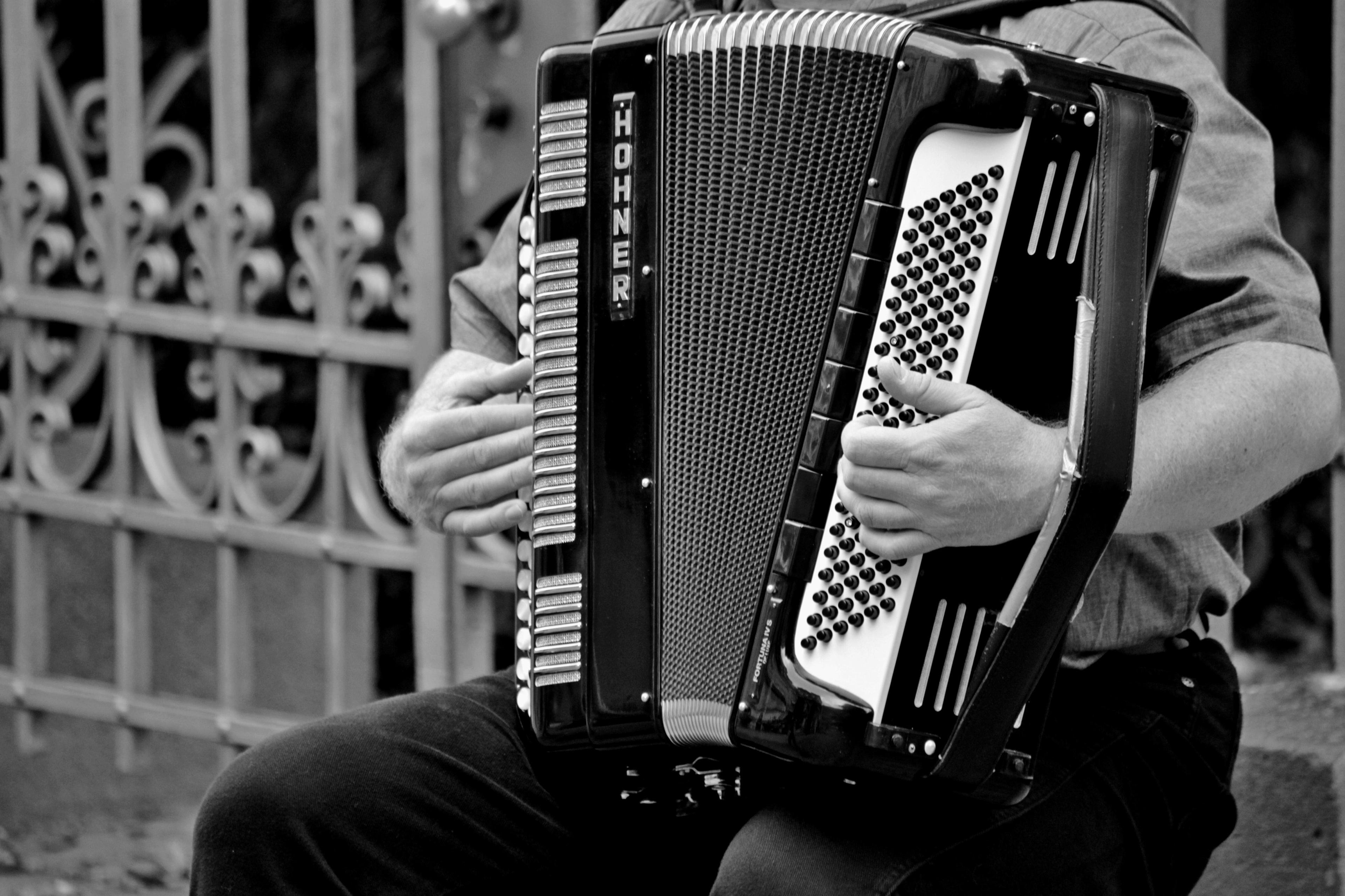 A musician playing an accordion.